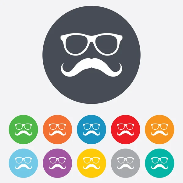 Baffi e occhiali segno icona. Simbolo hipster . — Vettoriale Stock