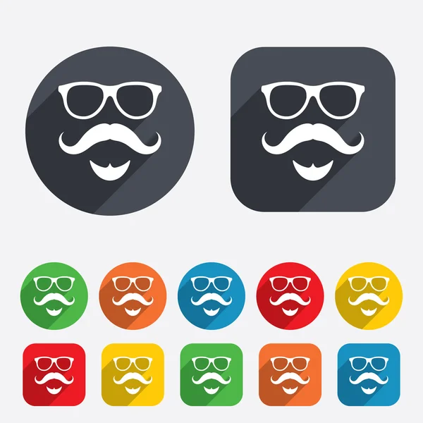 Mustache and Glasses sign icon. Hipster symbol. — Stock Vector