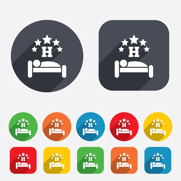 Five star Hotel sign icon. Rest place. — Stock Vector