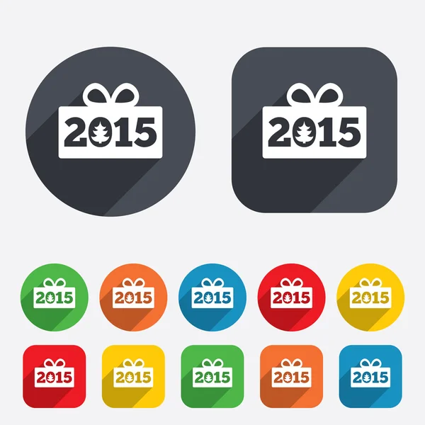 Feliz año nuevo 2015 icono de signo. Regalo de Navidad . — Archivo Imágenes Vectoriales