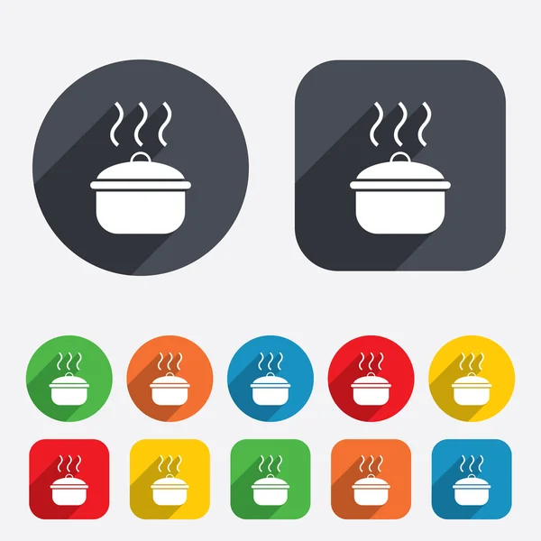 Cooking pan sign icon. Boil or stew food symbol. — Stock Vector