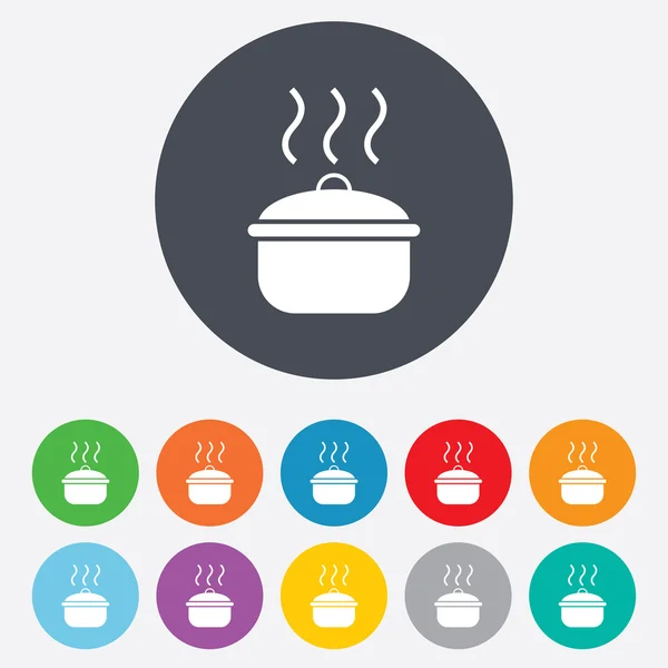 Pişirme Pan işareti simgesi. kaynatın veya güveç yemek sembolü. — Stok Vektör