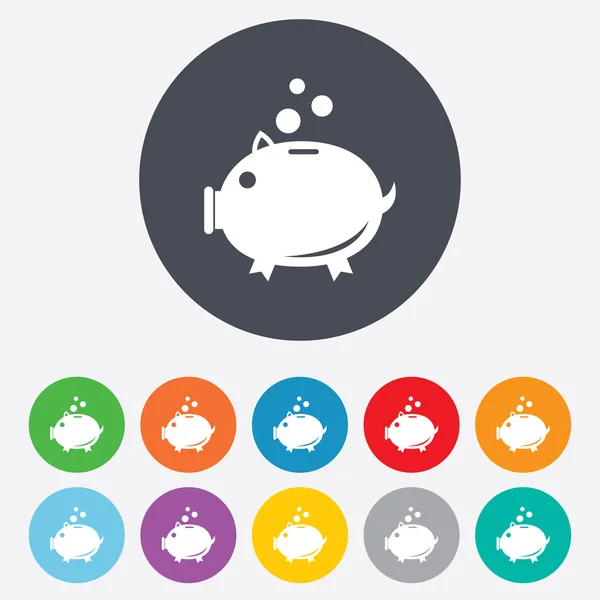 Piggy bank teken pictogram. Moneybox symbool. — Stockvector