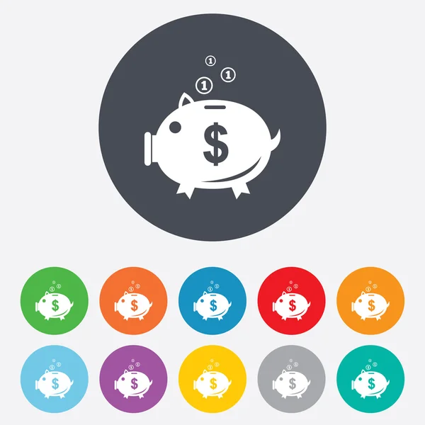 Piggy bank teken pictogram. Moneybox symbool. — Stockvector