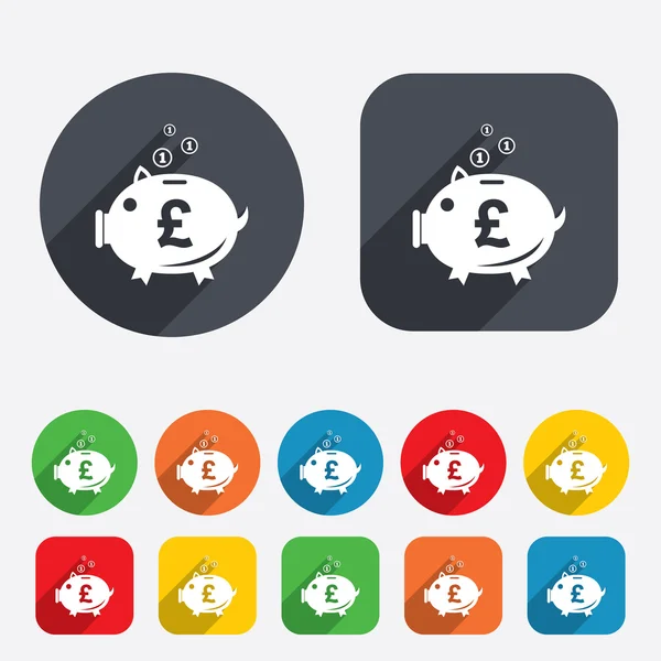 Piggy bank teken pictogram. Moneybox symbool. — Stockvector