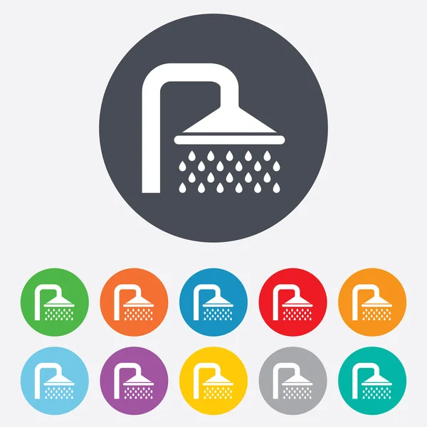 Shower sign icon. Douche with water drops symbol — Stock Vector