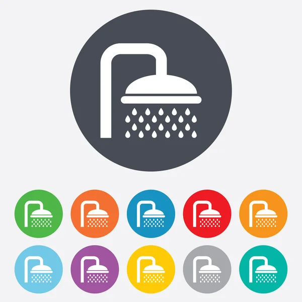 Dusch tecken ikon. dusch med vatten droppar symbol — Stock vektor