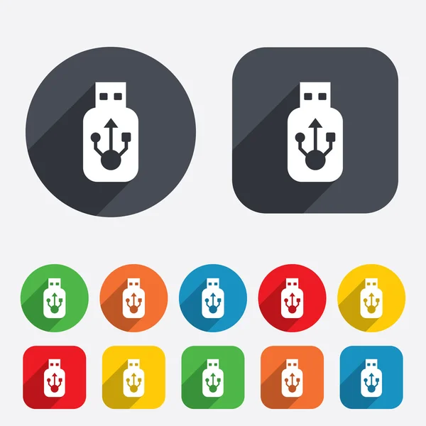 USB-teken pictogram. USB-flashstation stok symbool. — Stockvector