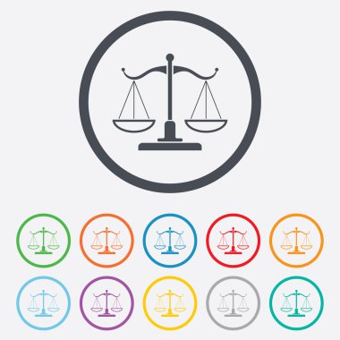 Adalet işareti simgesi ölçekler. Mahkeme sembolü