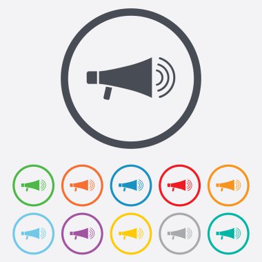 Yakında simge megafon. hoparlör simgesi.