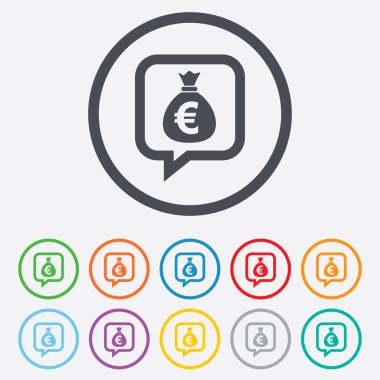 para çantası işareti simgesi. Euro eur para.