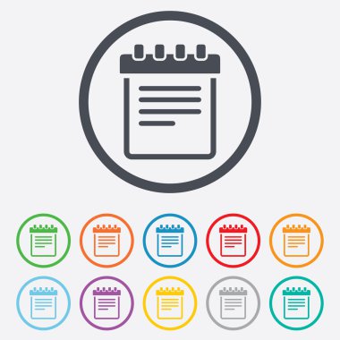 not etmek oturum simgesi. Kağıt defter sembolü.