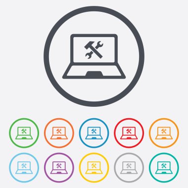 laptop onarım işareti simgesi. Notebook Servisi sembolü