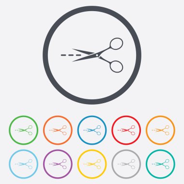 makasla kesme çizgi işareti simgesi. terzi sembolü.