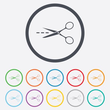 makasla kesme çizgi işareti simgesi. terzi sembolü.