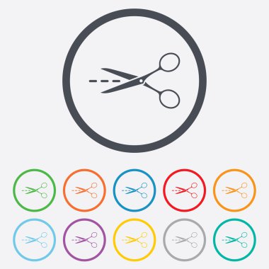 makasla kesme çizgi işareti simgesi. terzi sembolü.