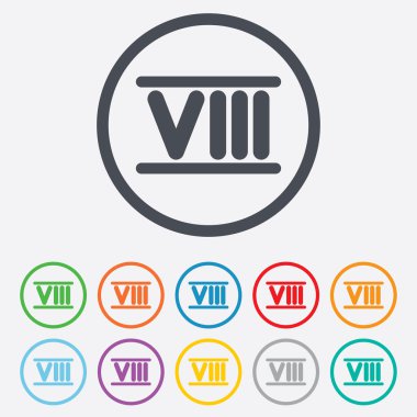 Romen rakamı sekiz simgesi. Roma 8 numara işareti.