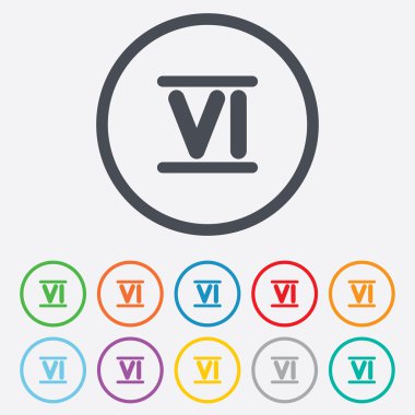 Romen rakamı altı simgesi. Roma altıncı işareti.