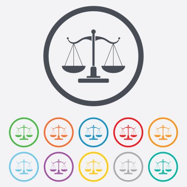 Adalet işareti simgesi ölçekler. Mahkeme sembolü