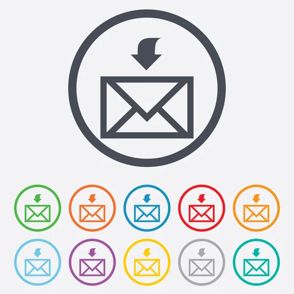Mail recevoir icône. Symbole d'enveloppe. Recevoir un message — Image vectorielle