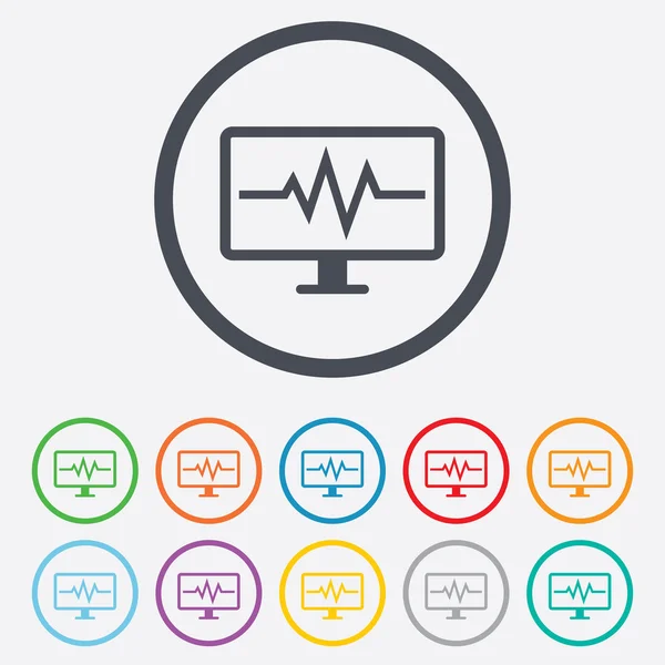 Cardiogram sajtófigyelő szolgálat jelet ikonra. szív dobog. — Stock Vector
