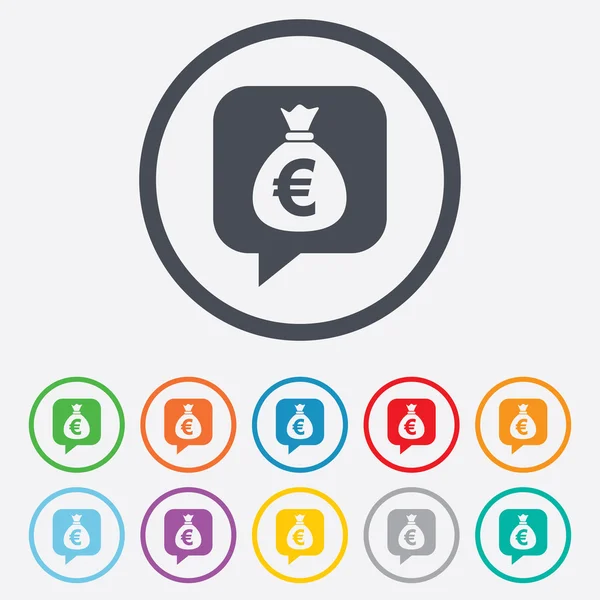 Money bag sign icon. Euro EUR currency. — Stock Vector