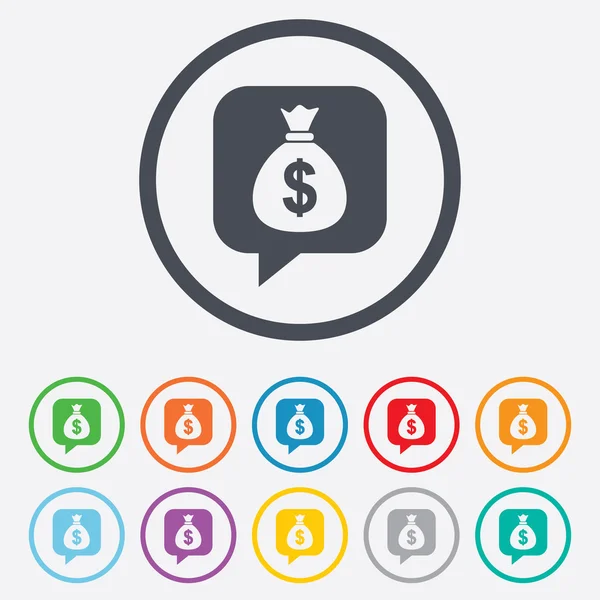 Icône de signe de sac d'argent. Dollar USD devise . — Image vectorielle