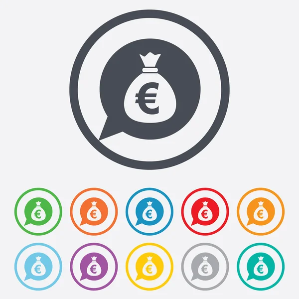 Icono de signo de bolsa de dinero. Euro EUR moneda . — Vector de stock