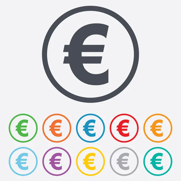 Signo de euro icono. EUR símbolo de moneda . — Vector de stock