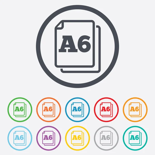 Papier grootte a6 standaard pictogram. document symbool. — Stockvector