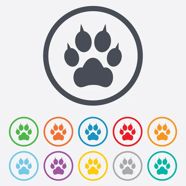 Pata de perro con garras signo icono. Mascotas símbolo . — Vector de stock