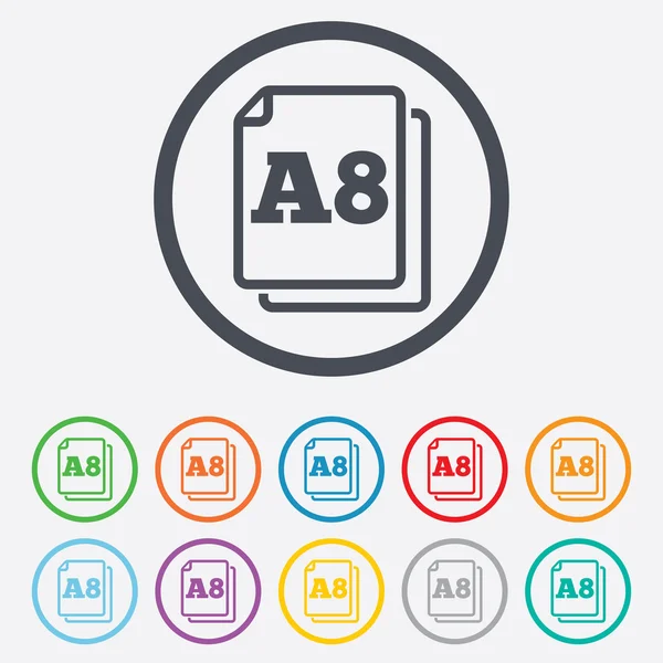 Paper size A8 standard icon. Document symbol. — Stock Vector