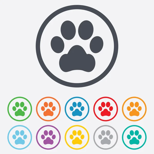 Signo de pata de perro icono. Mascotas símbolo . — Vector de stock