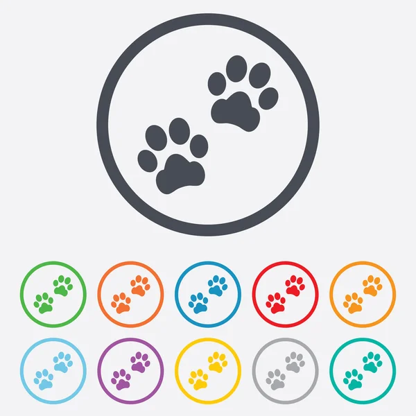 Icono de signo de pata. Perro mascotas pasos símbolo . — Vector de stock