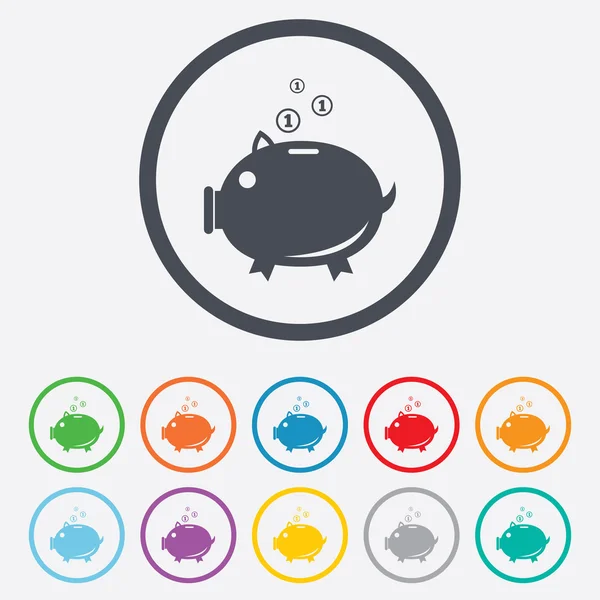 Piggy bank teken pictogram. Moneybox symbool. — Stockvector