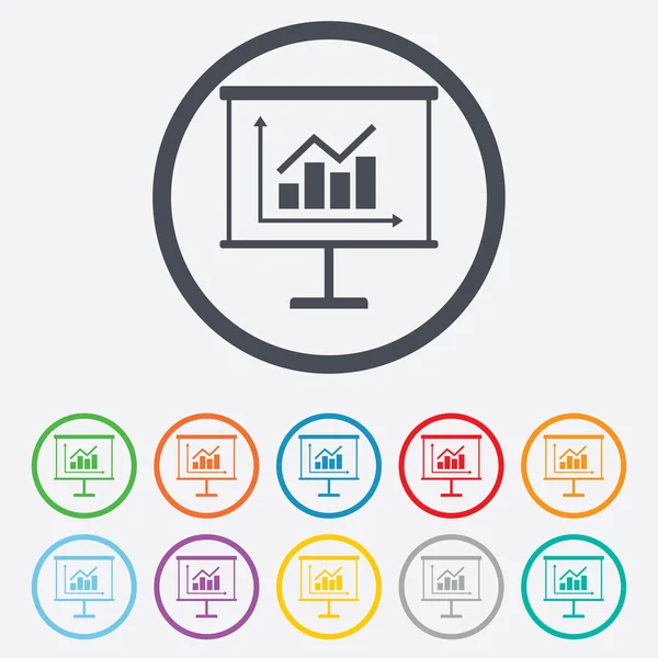 Presentatie billboard teken pictogram. diagram symbool — Stockvector