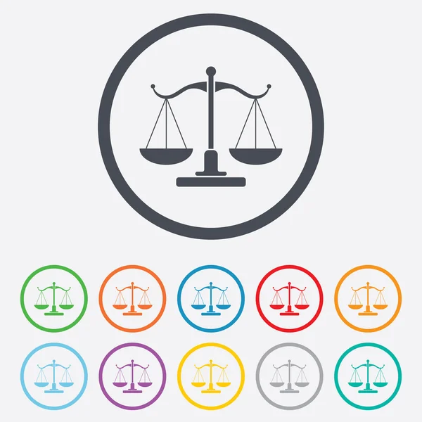 Schalen van Justitie teken pictogram. rechtbank symbool — Stockvector
