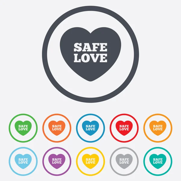 Ícone de sinal de amor seguro. Símbolo sexual seguro . — Vetor de Stock