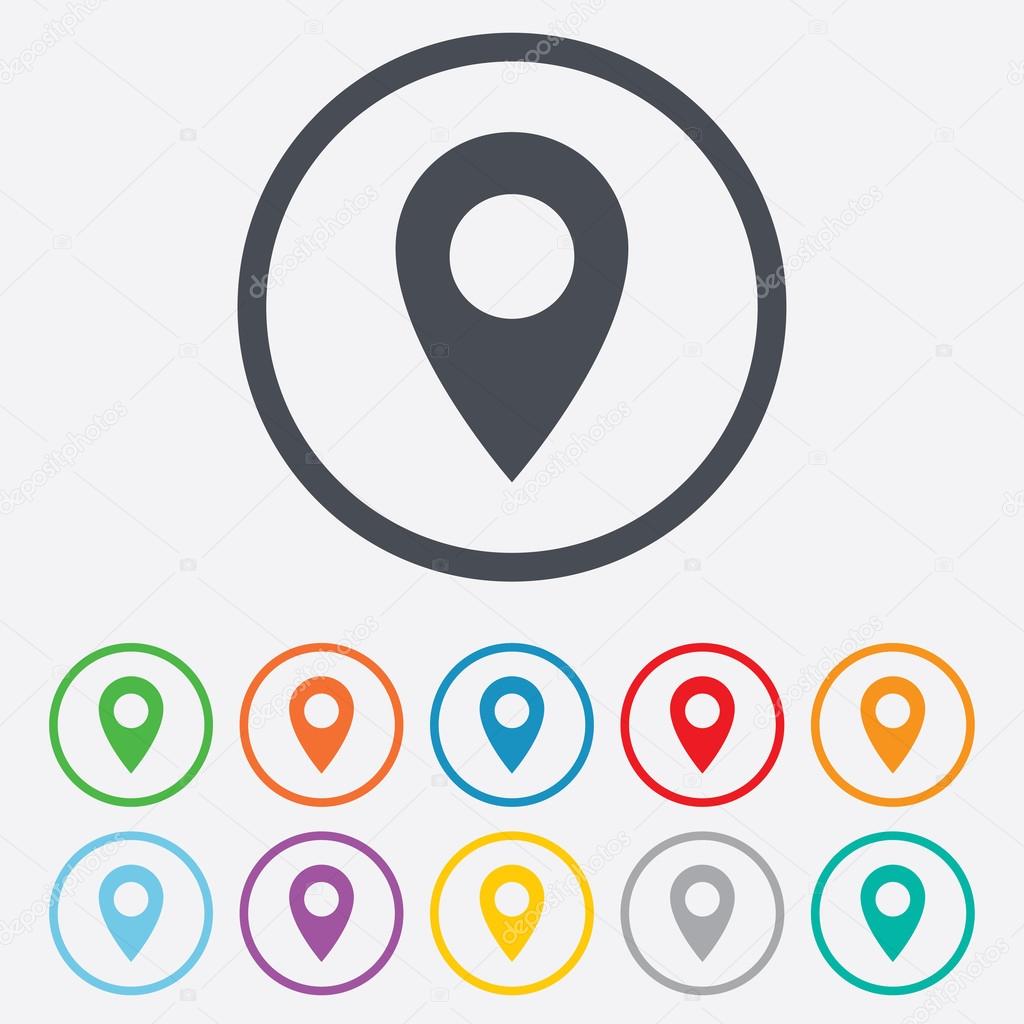 Map pointer icon. GPS location symbol.