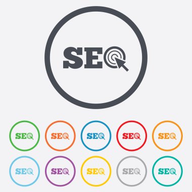 SEO işareti simgesi. Arama Motoru Optimizasyonu sembolü.