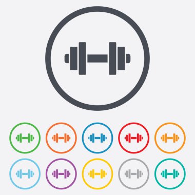 Dumbbell işareti simgesi. Fitness sembolü.