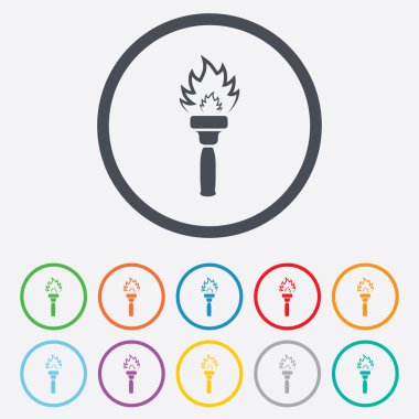 meşale alevi işareti simgesi. Yangın sembolü.