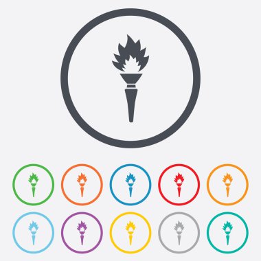 meşale alevi işareti simgesi. Yangın sembolü.