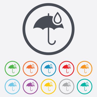 şemsiye işareti simgesi. su damla sembolü.