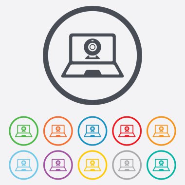 görüntülü sohbet dizüstü işareti simgesi. webcam sohbet.