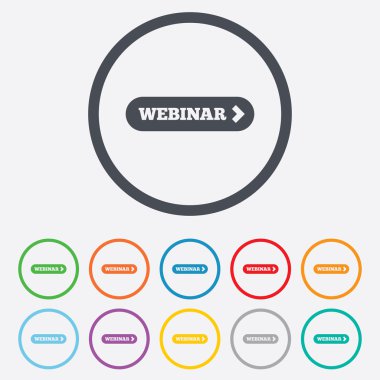 Webinar ok işareti simgesi. Web Çalışma sembolü.