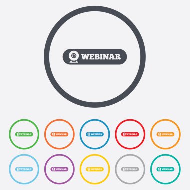 Webinar web kamera işareti simgesi. Online web çalışma.