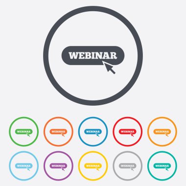 İşaretçi işaretçi işaret simge ile Webinar. Web Çalışma