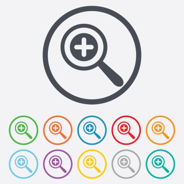 Büyüteç cam işareti simgesi. Yakınlaştırma aracı. Gezinti