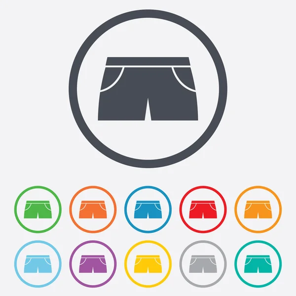 Mujer deporte pantalones cortos signo icono. Símbolo de ropa . — Vector de stock